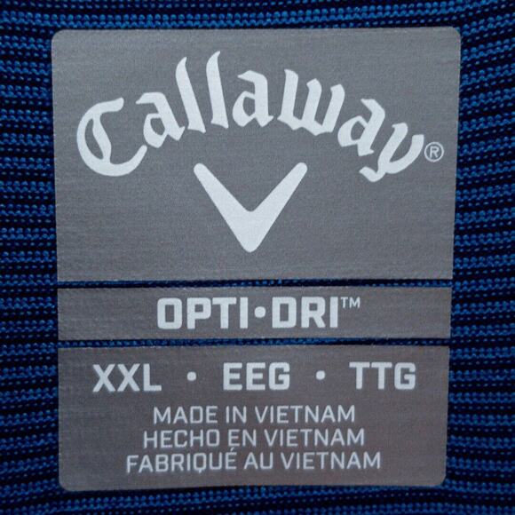 Callaway Golf Polo Opti-Dri Mens XXL Shirt Blue Black Striped 3-Button New Tags - Picture 3 of 12